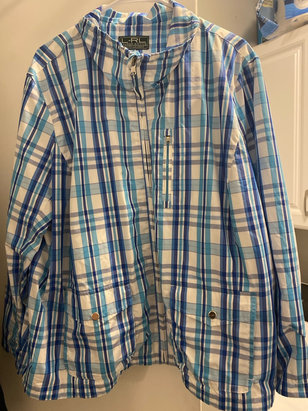 Ralph Lauren Lauren Active Blue Plaid Lightweight Jacket